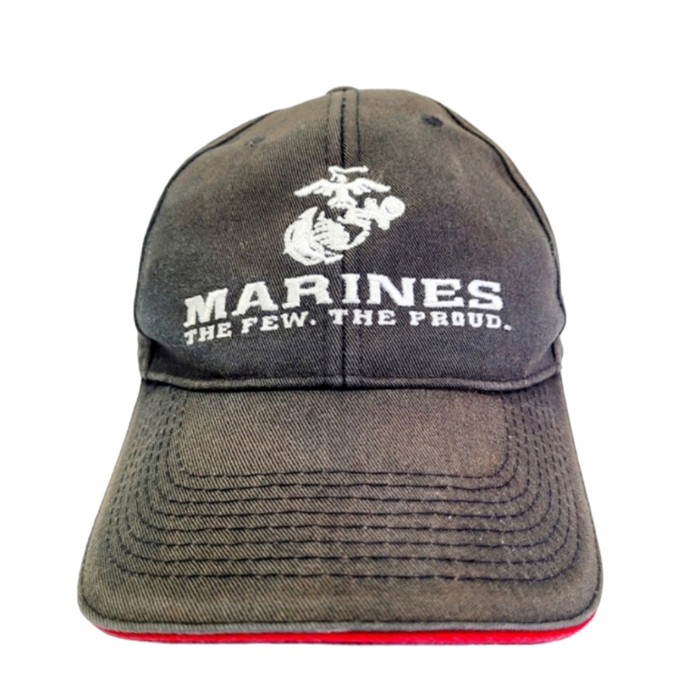 Black Baseball Hat/Cap Embroidered Marines The Few The Proud Earned Never Given